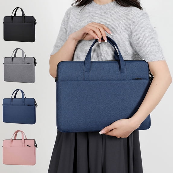 Dianli Laptop Bag 14 Inch Oxford Cloth Handheld Shoulder Crossbody Business Briefcase Unisex Waterproof Multi-Pocket Large Capacity Organizer Travel Work Grey Pink Blue