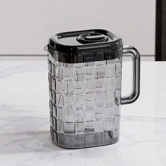 Dianli Large Capacity Plastic Water Pitcher with Lid and Handle Ribbed Transparent Design for Cold Beverages Juice Iced Tea Lemonade or Refrigerator Storage at Home and Parties Christmas Gift