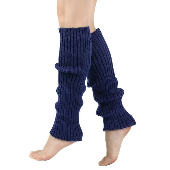 Dianli Leg Warmers Women's Fashion Thermal Socks Adults Teens 80s Ribbed Knit Long Socks Dark Blue Free Size