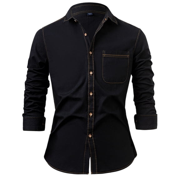Dianli Men's Fashion Loose-Fit Long Sleeve Button Turndown-Collar Sports Shirt Breathable Lightweight Casual Athletic Blouse