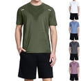 thumbnail image 1 of Dianli Men’s Ice Feel Summer Sports Set, Short Sleeve Breathable Quick-Dry Two-Piece Running Workout Outfit, Casual Comfortable Activewear for Fitness, Training, or Gym Pink M, 1 of 10