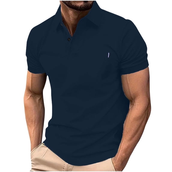 Dianli Men's Summer Versatile Turndown Collar Short Sleeve Lapel Top Solid Color Breathable Quick-Dry Lightweight Loose-Fit Casual Shirt Everyday Wear