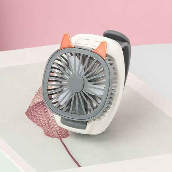 Dianli Mini Portable Wrist Fan Dual Use Handheld Desktop USB Charging Fan Detachable Wristband Three Speed Settings LED Colored Lights Personal Cooling Device Portable Fan