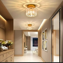 Dianli Modern Crystal Ceiling Light Iron Art Gold Warm LED Bedroom Living Room Balcony Porch Entrance Lamp Transparent Crystal Cylinder Home Decor Weekly Price Drops & Special Offers