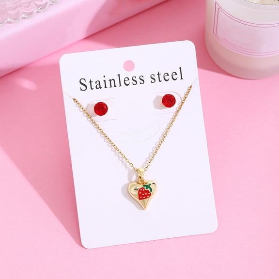 Dianli Necklace and Earrings Set Delicate Collarbone Necklace and Earrings 304 Stainless Steel Dainty Minimalist Layered Look Hypoallergenic for Her Birthday Jewelry Gift