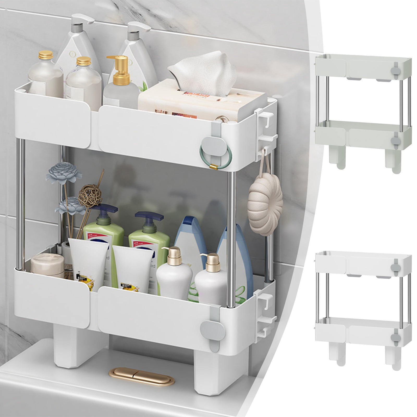 Dianli No-Drill Over-The-Toilet Storage Rack with Raised Guardrails ...