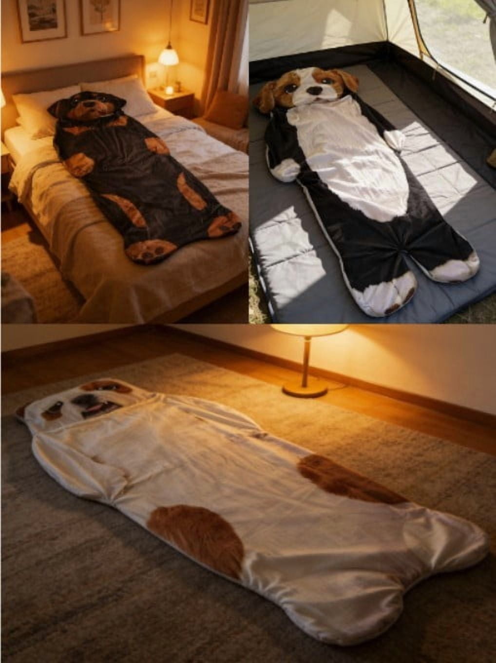 Dianli Oversized Dog Sleeping Bag Adult Plush Sleeping Sack Soft Flannel Nap Mattress 190X80Cm Large Cozy Pet Human Adult Nap Bag Camping Bedroom Lounger Sleep Sack