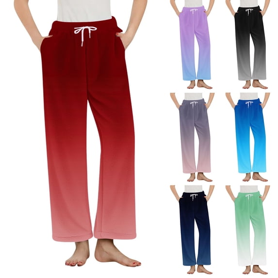 Dianli Pajama Pants Loungewear Printed Plush Fleece Elastic Waist Warm Cozy Sleep Bottoms Soft Insulated Holiday Lounge Pajamas Homewear Nightwear