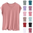 thumbnail image 1 of Dianli Pajamas Loungewear Solid Color Round Neck Short Sleeve Lounge Top Breathable Homewear Lightweight Soft Comfortable Short Sleeve Pajama Top Nightwear Sleepwear, 1 of 4