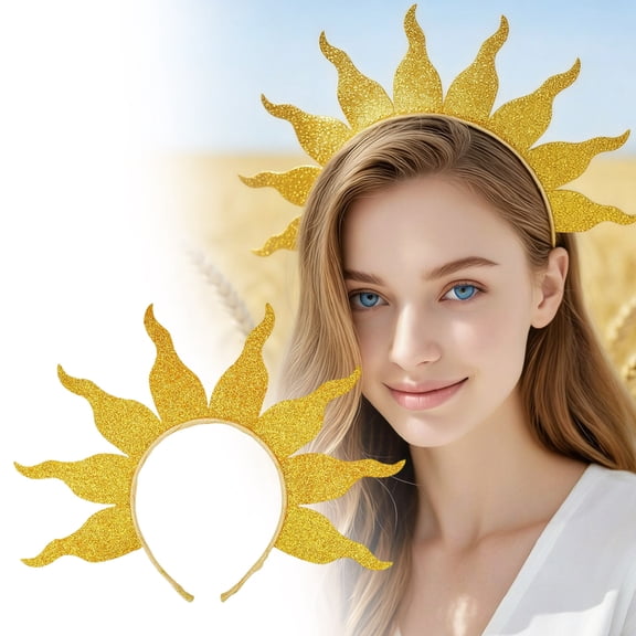 Dianli Party Flame Glitter Headband Sparkling Sun Flame Hairband with Sequin Detail Non-Slip Flexible Headband for Women and Children Costume Festival Accessory