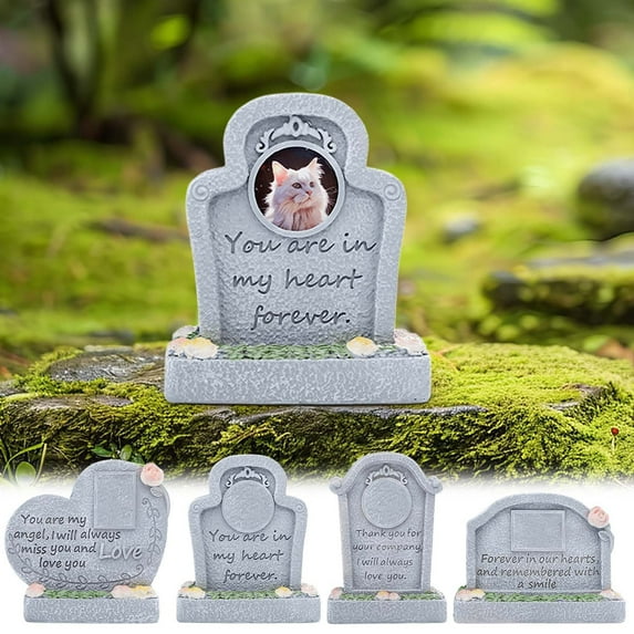 Dianli Pet Memorial Garden Decor Resin Pet Tombstone Memorial Tablet Outdoor Lawn Marker Cute Pet Tribute Stone for Dogs and Cats Yard Grave Marker Home Memorial
