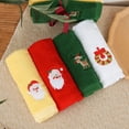 thumbnail image 1 of Dianli Pure Cotton Christmas Themed Hand Towels with Santa Claus and Reindeer Embroidery for Bathroom Kitchen Use Holiday Decorative Face Towels Set of 2 Soft Absorbent Fabric 13x29 Inches, 1 of 9