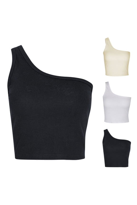 Ribbed One‑Shoulder Slim Tank Top Asymmetric Cut Short Crop Stretch Fabric Form‑Fitting Breathable Lightweight Trendy Layering Piece For Night Out Beach And Everyday Wear Cami Top Khaki M