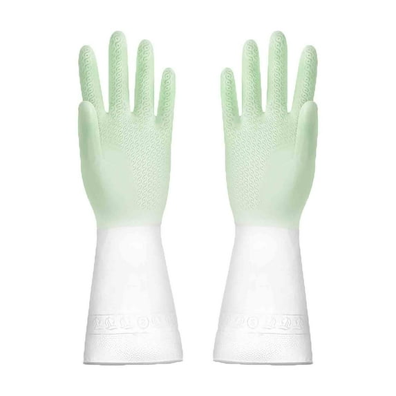 Dianli Rubber Cleaning Gloves Large Size Heavy Duty Dishwashing Non Slip Waterproof Kitchen Gloves for Household Chores Oil Resistant Comfortable Fit Ergonomic Design Yellow 1 Pair