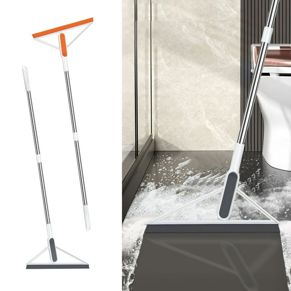 Dianli Savings Long Handle Rubber Floor Squeegee, Adjustable Telescopic Wiper for Bathroom, Shower, Tile, or Window Cleaning, Heavy Duty, 35"x13", Orange/Gray Weekly Price Drops & Special Offers