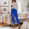 thumbnail image 1 of Dianli Sequin Long Outfit with Pockets Free Shipping Women Casual Comfortable Fashionable And Style Paired With Loose Waist Pockets And Sequin Pants Blue XL, 1 of 7