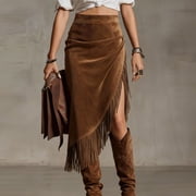 Dianli Sequin Wrap Skirt Belly Dance Skirt Womens Sweet Belly Chain Sequin Fringe Wrap Skirt Gold Coin Trim Tassel Performance Costume Dancewear