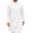 thumbnail image 1 of Dianli Shirts for Men Casual Solid Color Long Sleeve Button Round Neck Slit Shirt Blouse Lightweight Breathable Cotton-Blend Fashionable Simple Office Workwear Summer Casual, 1 of 6