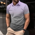 thumbnail image 1 of Dianli Shirts for Men Gradient Printed Turn-Down Collar Short Sleeve Button Pullover T-Shirt Cotton Linen Breathable Lightweight Relaxed Fit Everyday Wear, 1 of 6