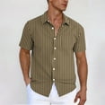 thumbnail image 1 of Dianli Shirts for Men Vertical-Striped Short Sleeve Turn-Down Collar Button-Front Shirt with Pocket Lightweight Breathable Lapel Cardigan-Style Top Summer Casual, 1 of 5