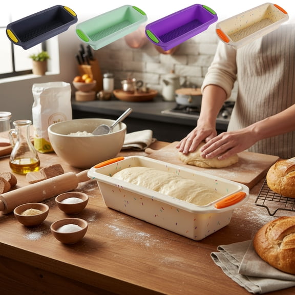 Dianli Silicone Loaf Pan 11.4x5.3 Inch Non-Stick Bread Baking Mold for Meatloaf Quiche Lasagna Cake Oven Safe Flexible Easy Clean Dishwasher Safe Kitchen Bakeware