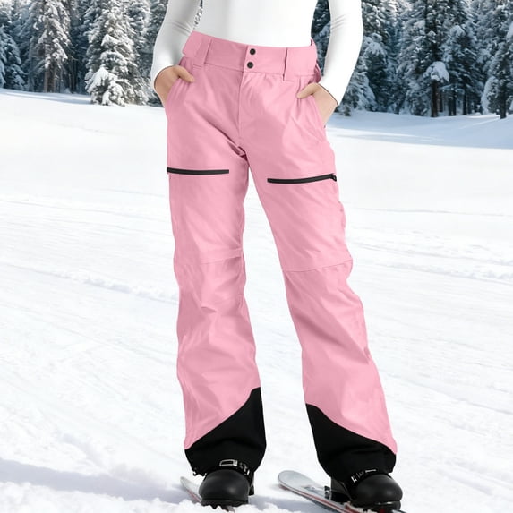 Dianli Ski Pants Snow Pants Colorblocked Pocket Fleece Lined Waterproof Windproof Ski Pants With Zipper Pockets Insulated Thermal Snowboarding Winter Outdoor Activewear Mountain Pants