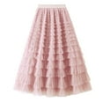 thumbnail image 1 of Dianli Skirts for Women Solid Midi Summer Skirt Party Loose Casual Elastic High Waist Irregularity Hem Tutu Tulle Skirt Pink L, 1 of 7