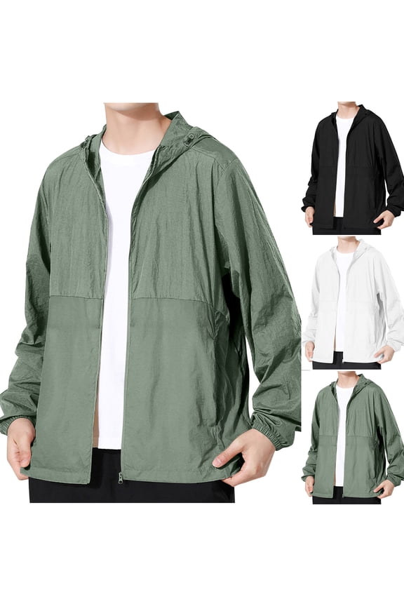 Solid Color Ice Silk Hooded Sunscreen Jacket with Zipper, Breathable Anti UV Fitted Coat, Outdoor Sports and Fishing Apparel for Men and Women for Summer Use Black M