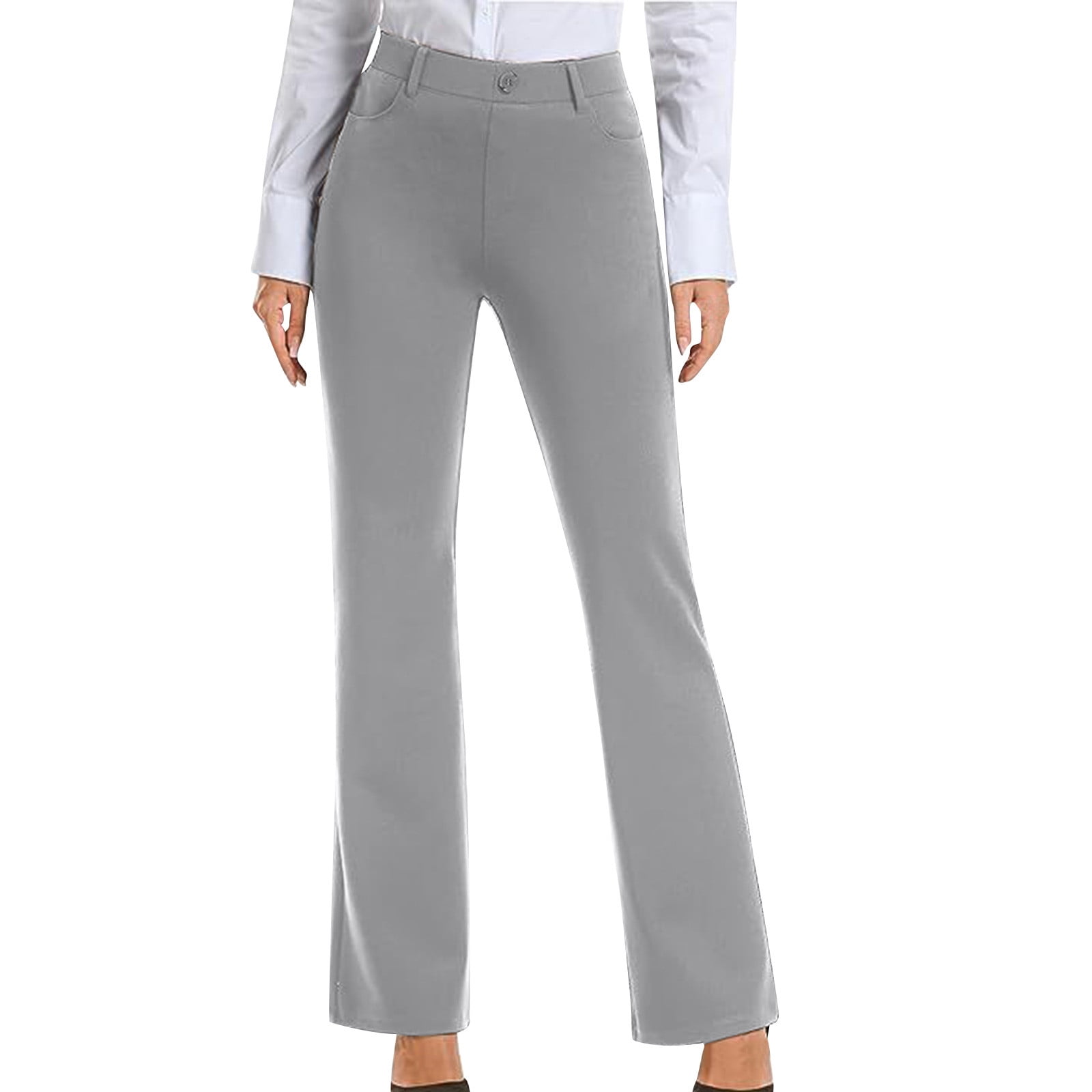 Women's High Waisted Solid Ribbed Straight Leg Pants