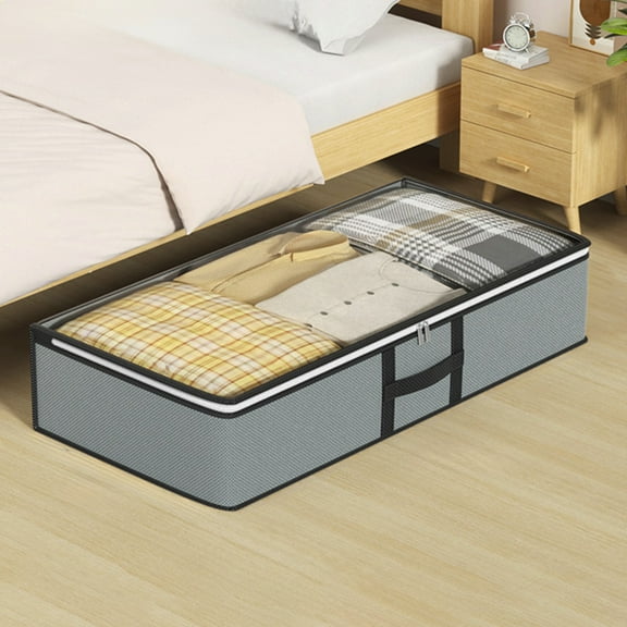 Dianli Space-Saving Under Bed Storage Bag Foldable Zippered Organizer With Clear Window and Handles for Blankets Clothes Comforters Breathable Underbed Storage Solution