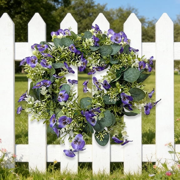 Dianli Spring Floral Wreath Eucalyptus Daisy Door Ring Artificial Flower Wreath Green Leafy Home Decor Window Hanging Rustic Spring Summer Wedding Ceremony Floral Wreath