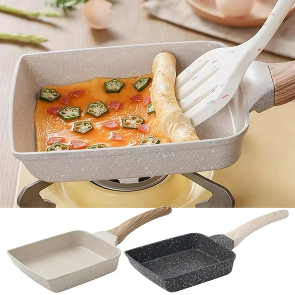 Dianli Square Non-Stick Frying Pan, Maifan Stone Coating, Steak and Breakfast Egg Roll Pan, Quick Heating, Easy Clean, Thick Bottom, Lightweight, 7"x6"x1.6" Stylish Finds for Less