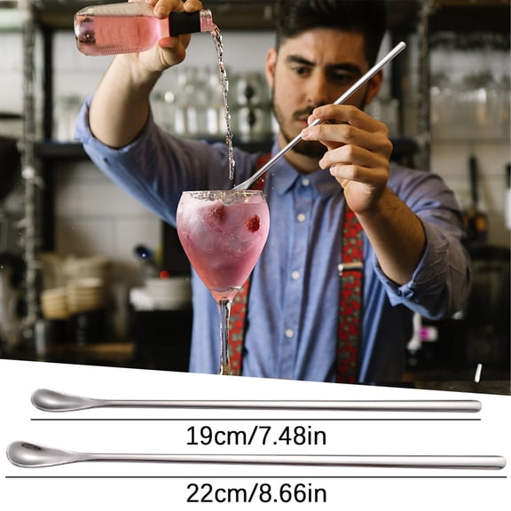 Dianli Stainless Steel Bar Spoon, Long Handle Stirring Spoon for Coffee, Cocktails, Mixing Drinks, Rounded Edges, Integrated Design, Rust Resistant, 8.6" or 7.5" Gift
