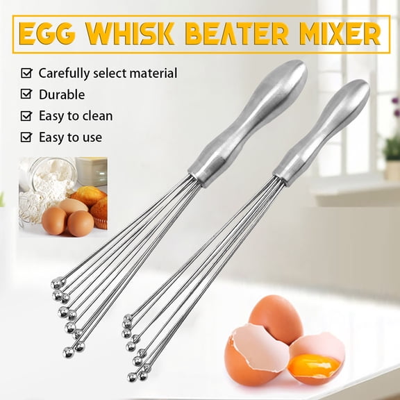 Dianli Stainless Steel Egg Whisk Hand Beater 10/12in With Ergonomic Handle, Manual Mixer For Eggs Batter And Cream, Durable Kitchen Tool For Baking Cooking Pancakes Omelets Pastry Mixing