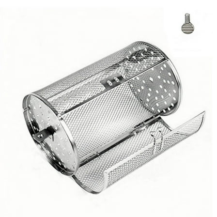 Dianli Stainless Steel Rolling Mesh BBQ Basket Rotating Grill Cage 360 Degree Air Fryer Accessory for Vegetables Nuts Chicken Large Capacity Removable Easy Cleaning Outdoor Barbecue