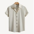 thumbnail image 1 of Dianli Summer Beach Casual Men's Button-Up Short Sleeve Turn-Down Collar Beach Print and Solid Color Camp Shirt Lightweight Breathable Linen-Blend Vacation Resort Top Summer Beach, 1 of 8