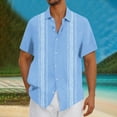 thumbnail image 1 of Dianli Summer Beach Men's Casual Short Sleeve Vintage Bowling Button-up Shirt Cuba Collar Hawaiian Floral Print Lightweight Breathable Cotton-Blend Resort Vacation, 1 of 5