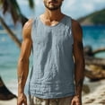 thumbnail image 1 of Dianli Summer Fitness Mens Muscle Tank Top Crew Neck Pocket Short Sleeve/Sleeveless Cotton Linen Look Solid Retro Breathable Quick-Dry Fitness T-Shirt Casual Gym Workout Everyday Tee Summer Fitness, 1 of 5
