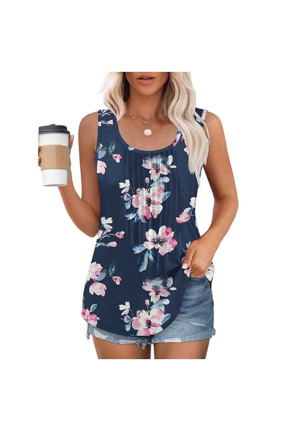 Summer Solid Round‑Neck Sleeveless Casual Tee Tank Top Lightweight Breathable Knit Soft Fabric Relaxed Fit Versatile For Layering Or Wearing Solo Ideal For Summer Travel Beach brunch