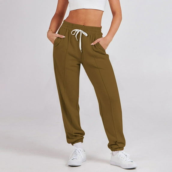 Dianli Sweatpants Women Womens Jogger Pants Soft Sweatpants Petite Loungewear Trousers Regular with Pockets Girls Sweatpants Christmas Clearance F Khaki