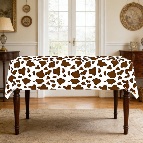 Dianli Table Cover Vintage Highlands Cow Plastic Table Cover 86.6x51.2in Farmhouse Floral Party Tablecloth for Birthday Rustic Theme Party Disposable Table Cover Tablecloth Highlands Cow