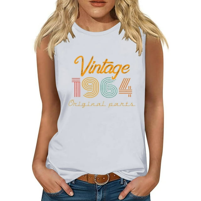Dianli Tank Top for Women 60th Birthday Gifts Idea Retro T Shirts Party ...