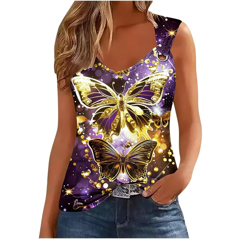Dianli Tank Top for Women Metal Ring Camisole Blouses