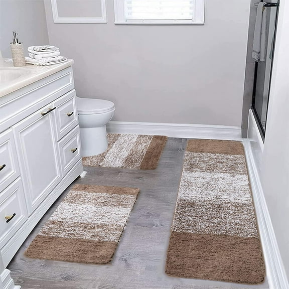 Dianli Three Piece Plush Bathroom Rug Set with Imitation Wool Velvet Surface Absorbent Non Slip Washable Mats Soft and Cozy Perfect for Bathroom Toilet or Shower Areas Gift