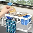 thumbnail image 1 of Dianli Wall Mounted Kitchen Storage Rack, Stainless Steel Organizer Shelf with Dishcloth, Sponge, and Water Filter Tray, No-Drill Installation, Space Saving, White/Gray, 9.05x4.13x3.54in, 1 of 6