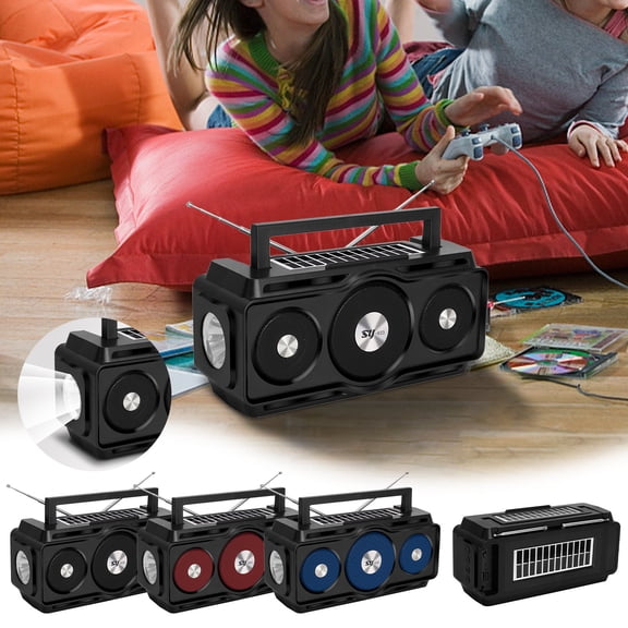 Dianli Waterproof Bluetooth Radio Speaker With AM FM, Solar Charging, Built-In Flashlight And Reading Lamp, Portable Outdoor Digital Radio With Phone Stand For Camping Hiking Emergency Use