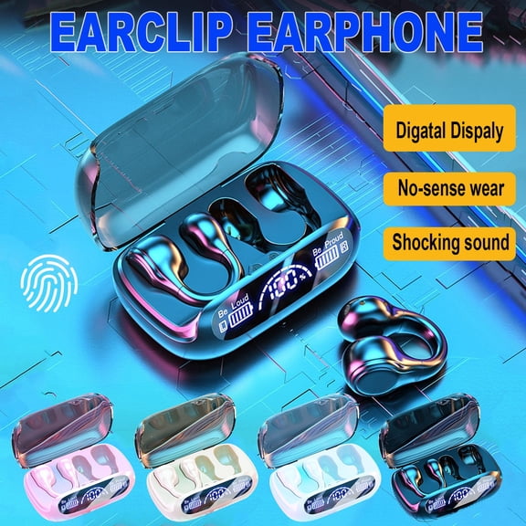 Dianli Waterproof Bone Conduction Ear Clip Headphones Bluetooth 5.3, Open-Ear Skeleton Conduction Design For Running Cycling And Driving, Secure Fit Sweat-Resistant Hands-Free Headset With Fast