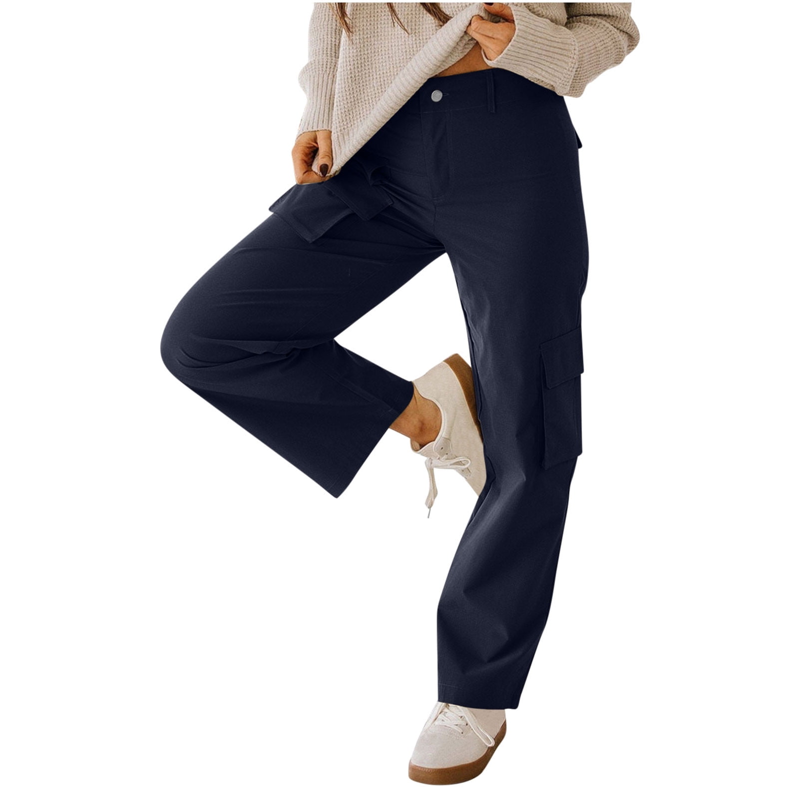 Women’s White Leather Cargo Pants – Wide-Leg Premium Genuine Leather Utility Trousers