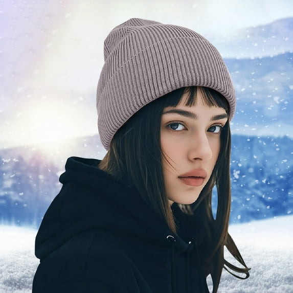 Dianli Winter Knit Beanie Hat Unisex Extra Large Head Solid Color Oversized Slouchy Thick Warm Acrylic Knit Cap With Stretchy Edge for Men Women Cold Weather Beanie