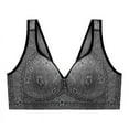 thumbnail image 1 of Dianli Women Sexy Plus Size Flower Print Non-Steel Ring Non-Magnetic Buckle Underwear Bras, Women's Plus-size Lace Color Matching Floral Print Bra Reduced Price, 1 of 2